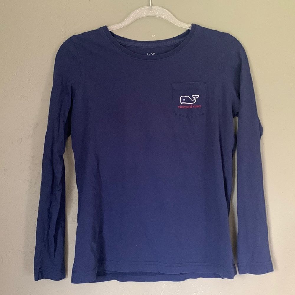 Vineyard Vines long sleeve T-shirt top shirt navy blue holidays XS